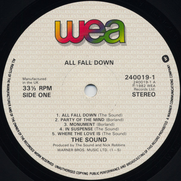 The Sound (2) : All Fall Down (LP, Album)
