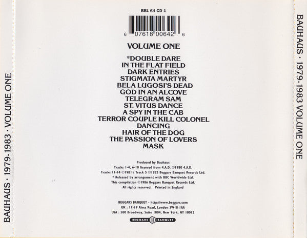 Bauhaus : 1979-1983 Volume One (CD, Comp, RE)