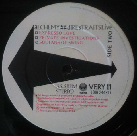 Dire Straits : Alchemy - Dire Straits Live (2xLP, Album, Gat)