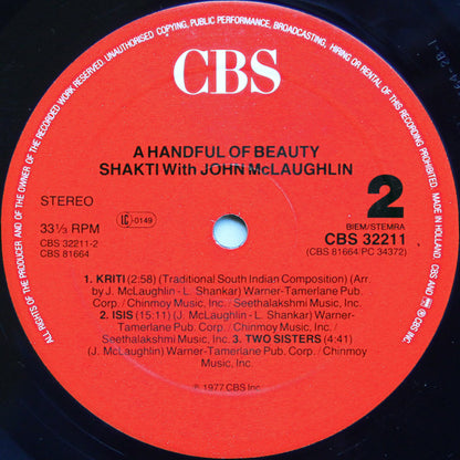 Shakti (2) : A Handful Of Beauty (LP, Album, RE, Red)