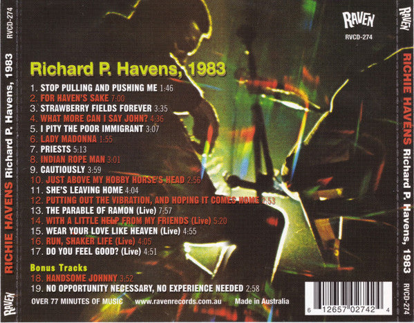 Richie Havens : Richard P. Havens, 1983 (CD, Album)