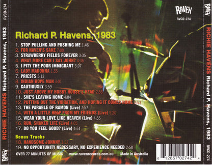 Richie Havens : Richard P. Havens, 1983 (CD, Album)