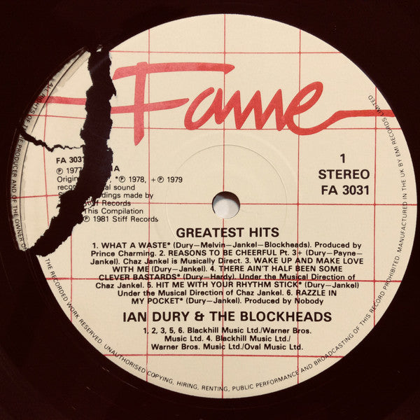 Ian Dury And The Blockheads : Greatest Hits (LP, Comp)