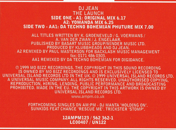 DJ Jean : The Launch (12", Single)