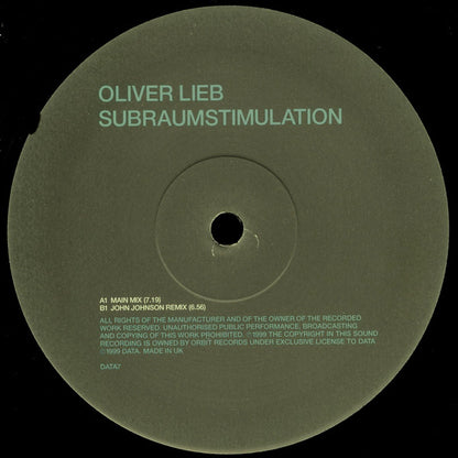 Oliver Lieb : Subraumstimulation (12")