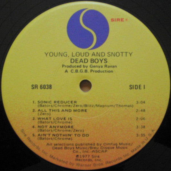 The Dead Boys : Young Loud And Snotty (LP, Album, Jac)