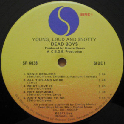 The Dead Boys : Young Loud And Snotty (LP, Album, Jac)
