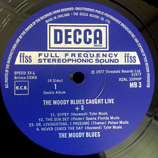 The Moody Blues : Caught Live +5 (2xLP, Album, Gat)