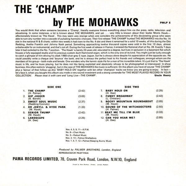 The Mohawks : The Champ (LP, Album, RE)
