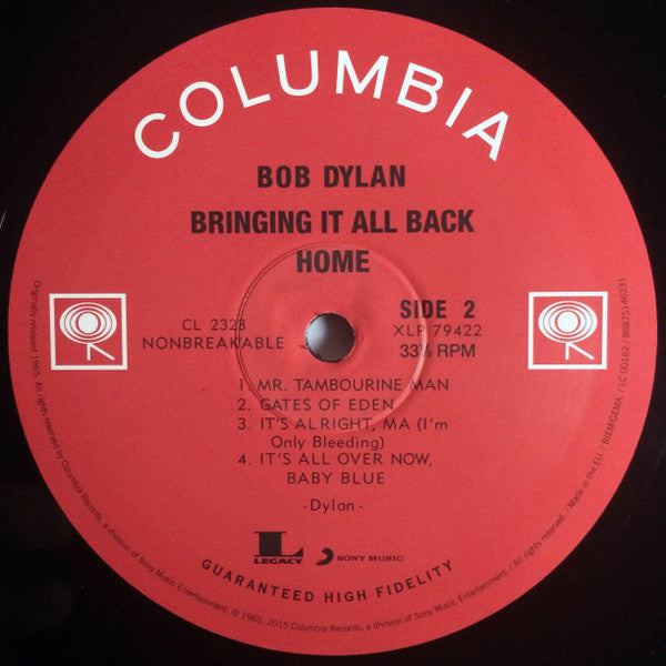 Bob Dylan : Bringing It All Back Home (LP, Album, Mono, RE, 180)