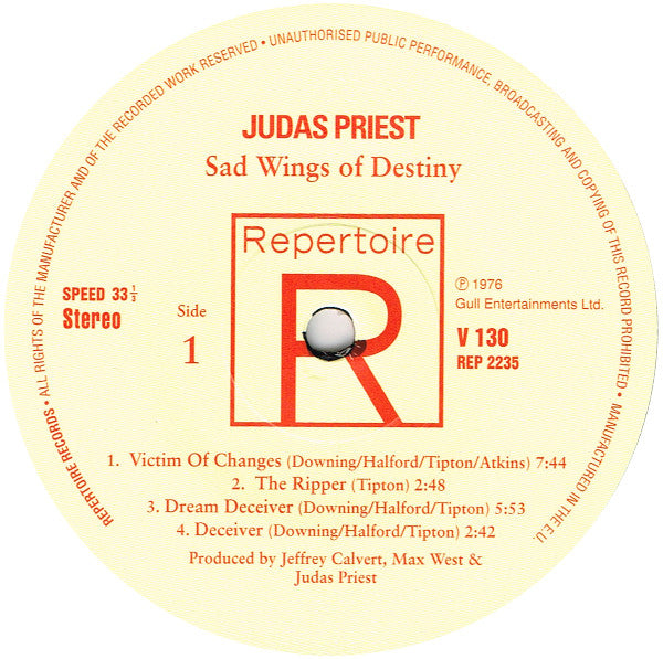 Judas Priest : Sad Wings Of Destiny (LP, Album, RE, RM, 180)