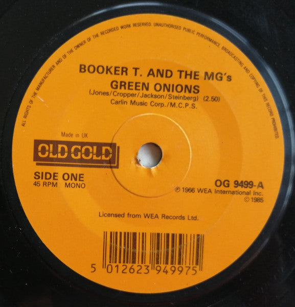 Booker T & The MG's : Green Onions / Chinese Checkers (7", Single, Mono)