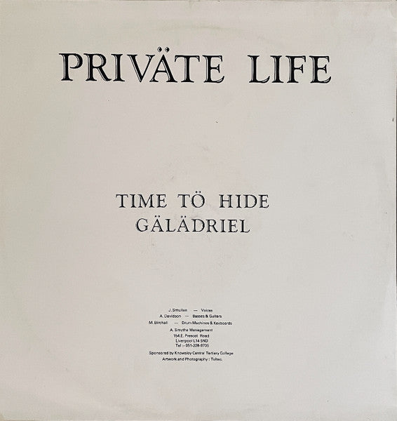 Private Life (5) : Time To Hide (12")