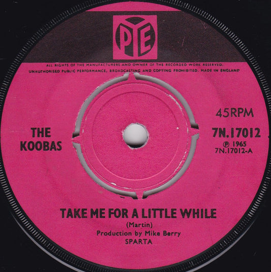 The Koobas : Take Me For A Little While (7", Single)