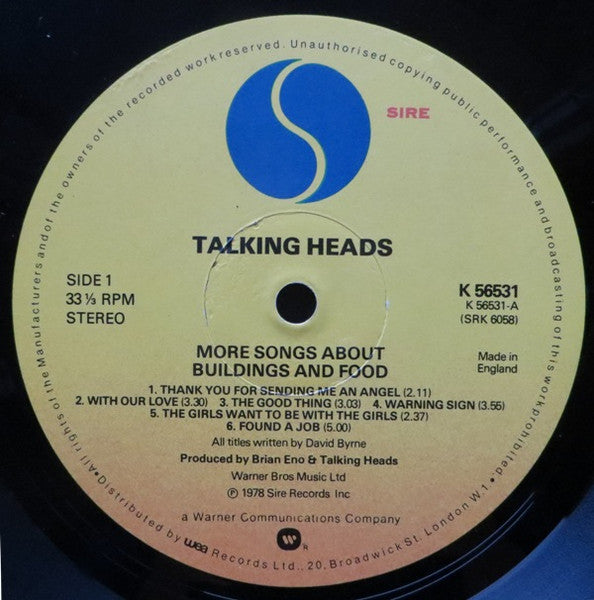 Talking Heads : More Songs About Buildings And Food (LP, Album)