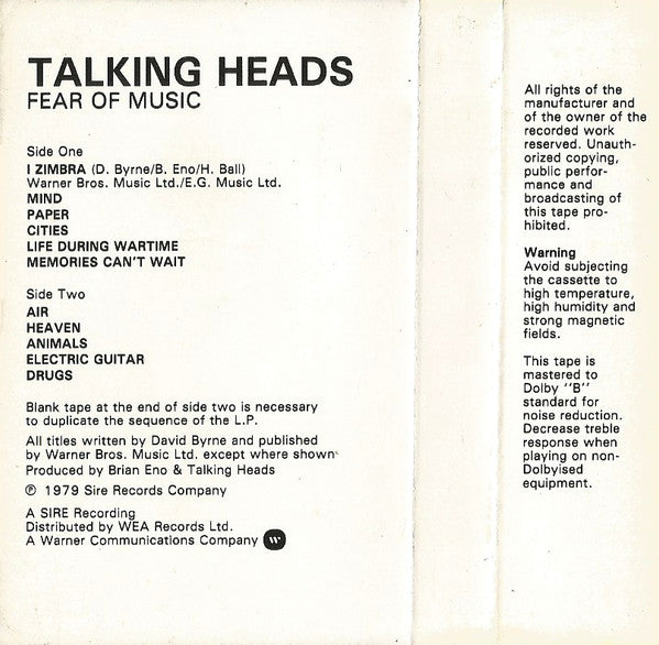 Talking Heads : Fear Of Music (Cass, Album, Blu)