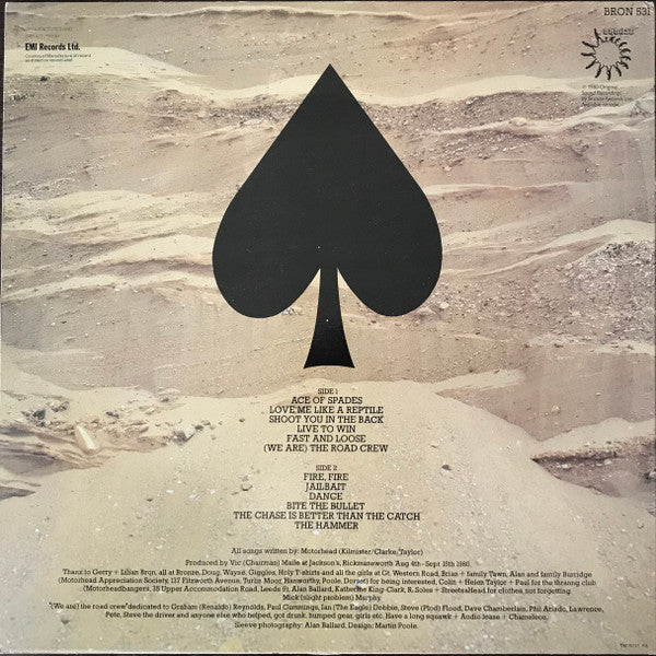 Motörhead : Ace Of Spades (LP, Album, EMI)