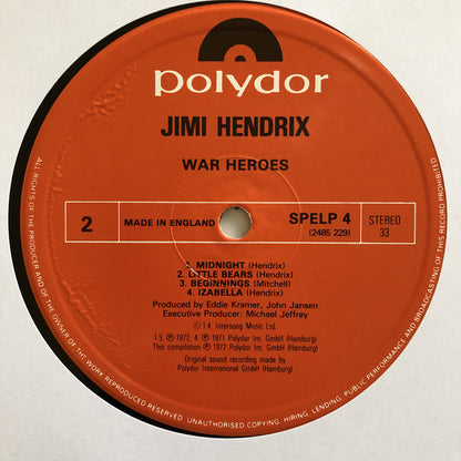Jimi Hendrix : War Heroes (LP, Album, RE)
