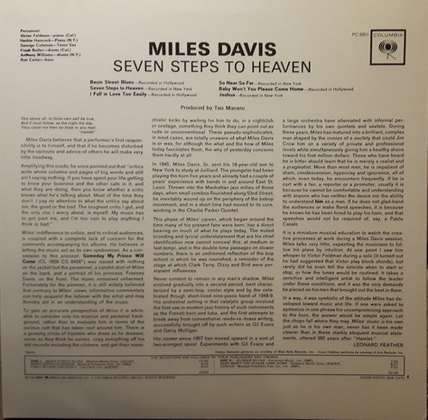 Miles Davis : Seven Steps To Heaven (LP, Album, RE, Car)