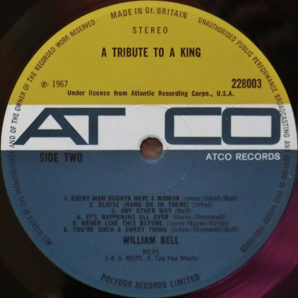 William Bell : A Tribute To A King (LP, Album)