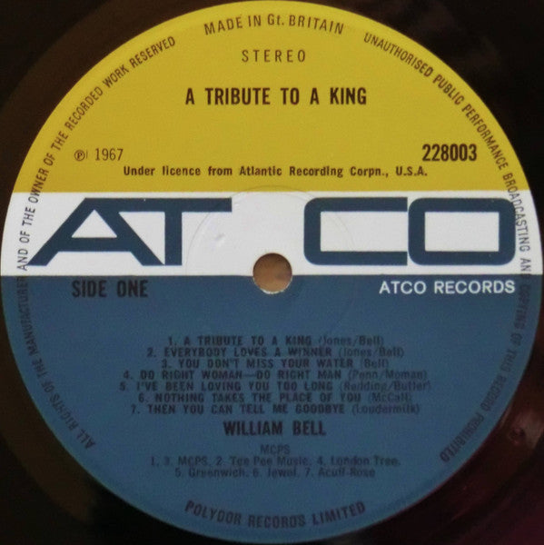 William Bell : A Tribute To A King (LP, Album)