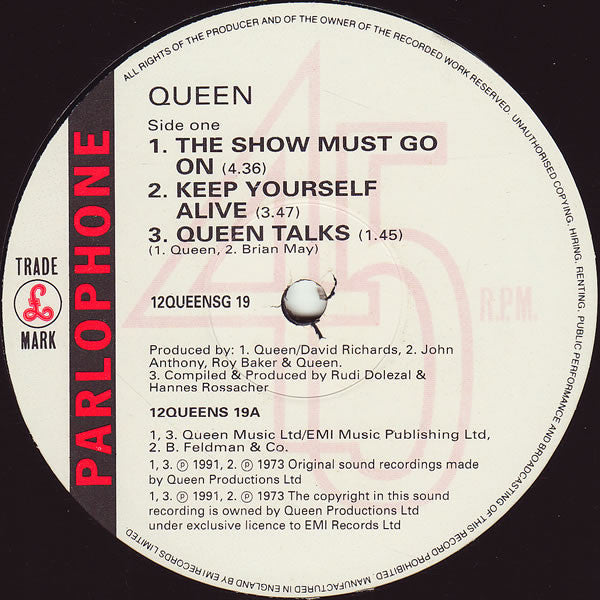 Queen : The Show Must Go On (12", S/Sided, Single, Etch, Gat)