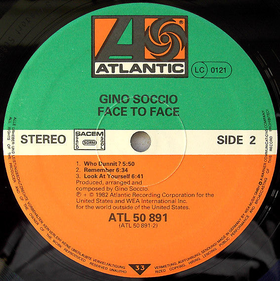 Gino Soccio : Face To Face (LP, Album)