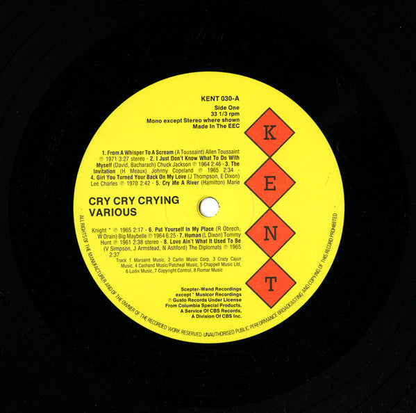 Various : Cry Cry Crying (LP, Comp, Mono)