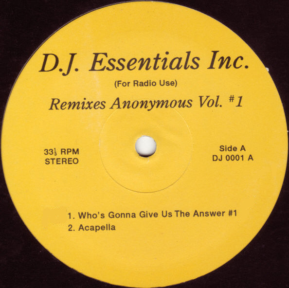 Unknown Artist : Remixes Anonymous Vol. #1 (12")