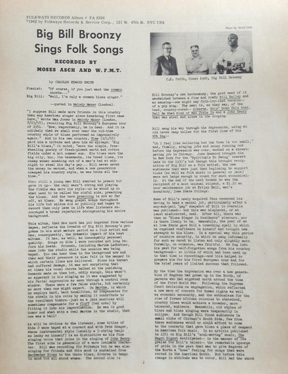 Big Bill Broonzy : Sings Folk Songs (LP, Album)