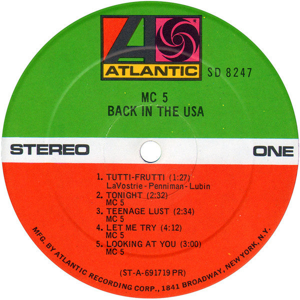 MC5 : Back In The USA (LP, Album, PR)