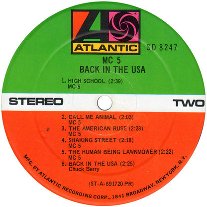 MC5 : Back In The USA (LP, Album, PR)