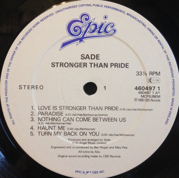 Sade : Stronger Than Pride (LP, Album)