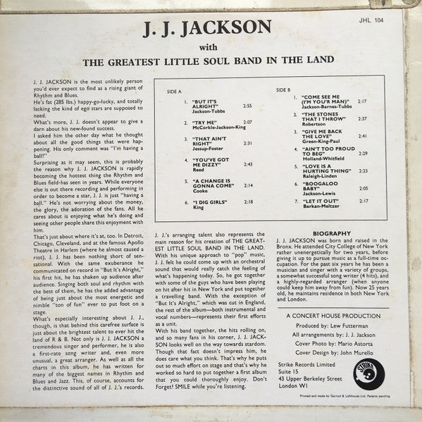 J.J. Jackson With The Greatest Little Soul Band In The Land : But It's Alright (LP, Album)