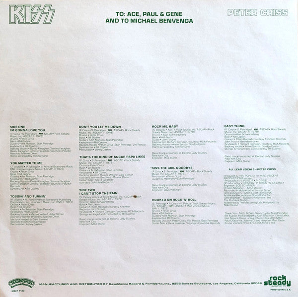 Kiss, Peter Criss : Peter Criss (LP, Album, SRC)