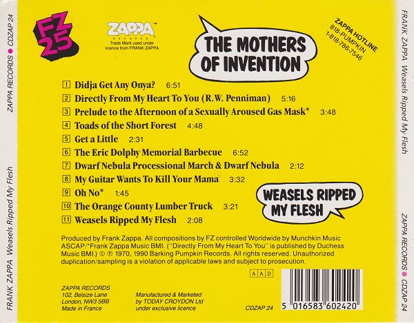 The Mothers : Weasels Ripped My Flesh (CD, Album, RE, RM)