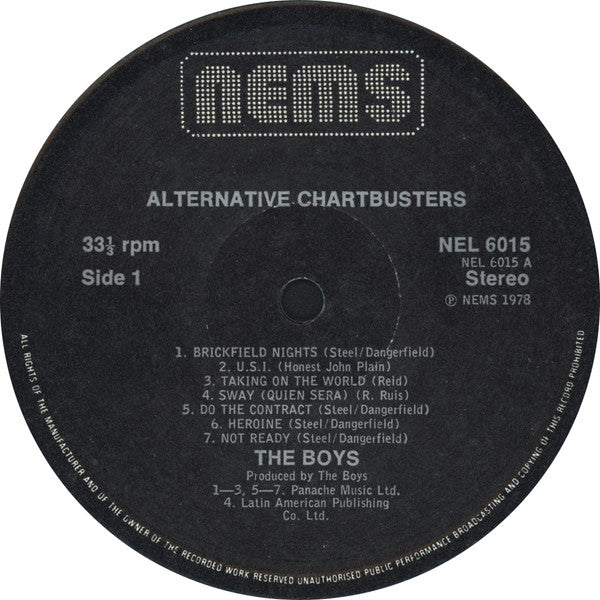 The Boys : Alternative Chartbusters LP, Album (VG+ / VG+) - Dig Vinyl