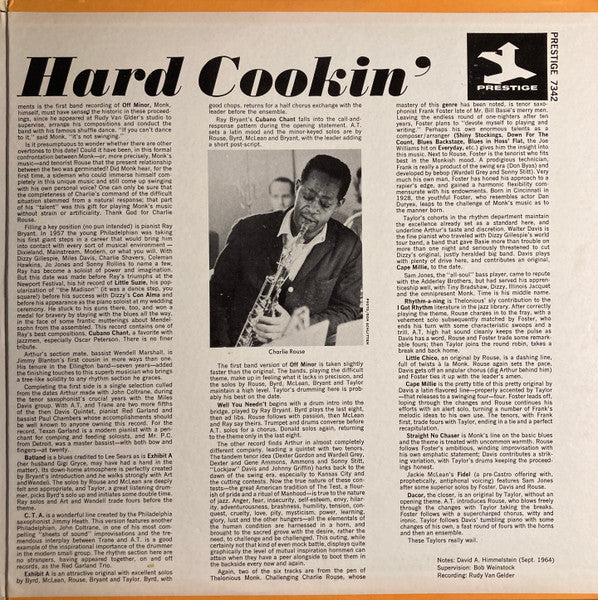 Art Taylor, Donald Byrd, Jackie McLean, Ray Bryant, Frank Foster, Charlie Rouse : Hard Cookin' (2xLP, Comp, Mono, Gat)