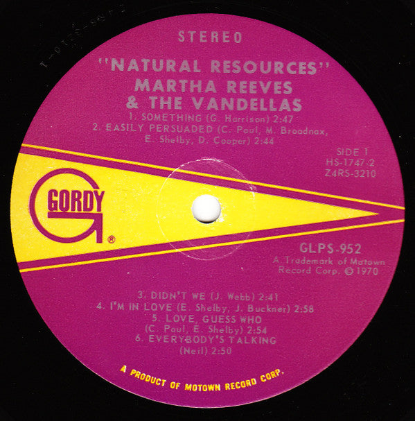 Martha Reeves & The Vandellas : Natural Resources (LP, Album)