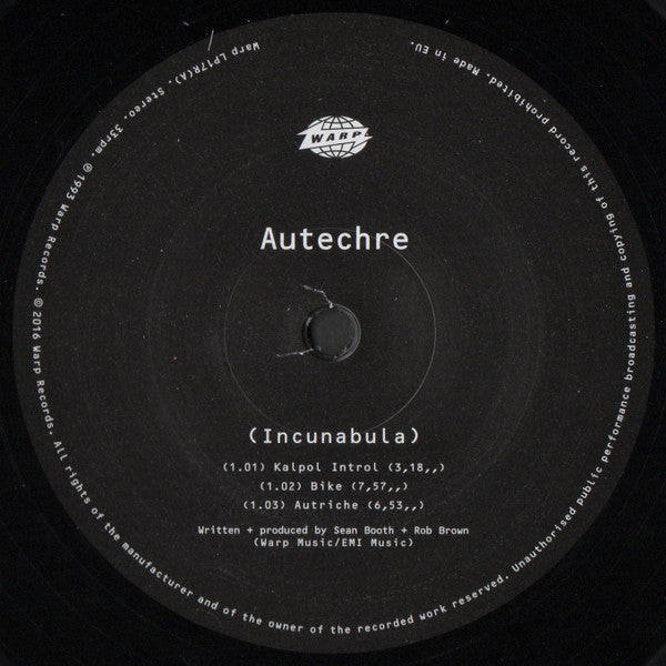 Autechre : Incunabula (2xLP, Album, RE, RP)