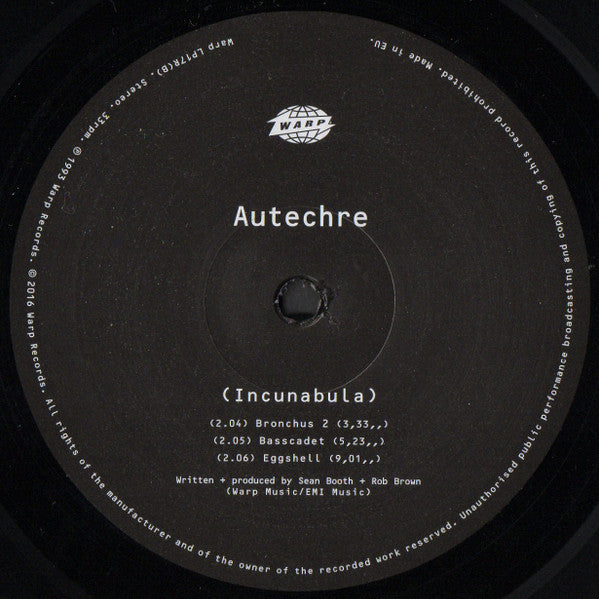 Autechre : Incunabula (2xLP, Album, RE, RP)