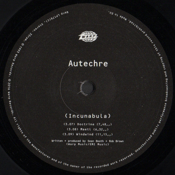 Autechre : Incunabula (2xLP, Album, RE, RP)