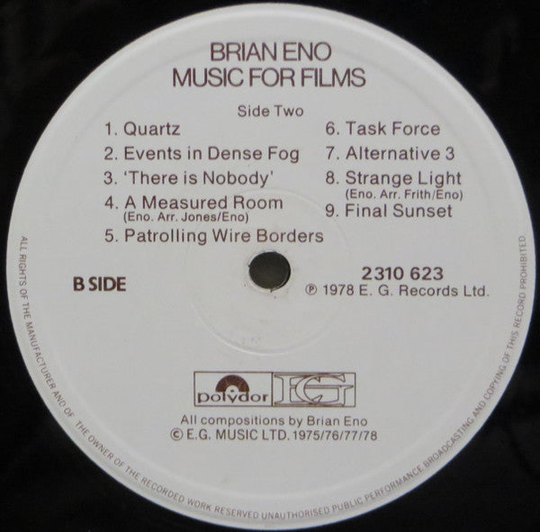 Brian Eno : Music For Films (LP, Album)