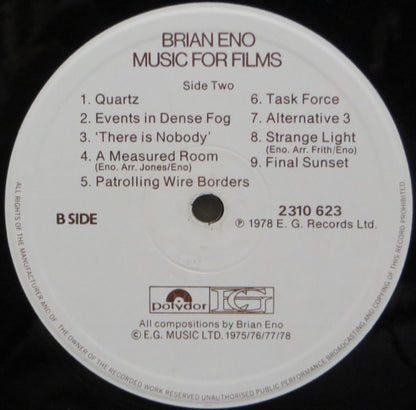 Brian Eno : Music For Films (LP, Album)