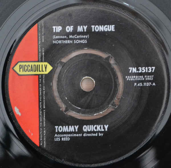 Tommy Quickly : Tip Of My Tongue (7")