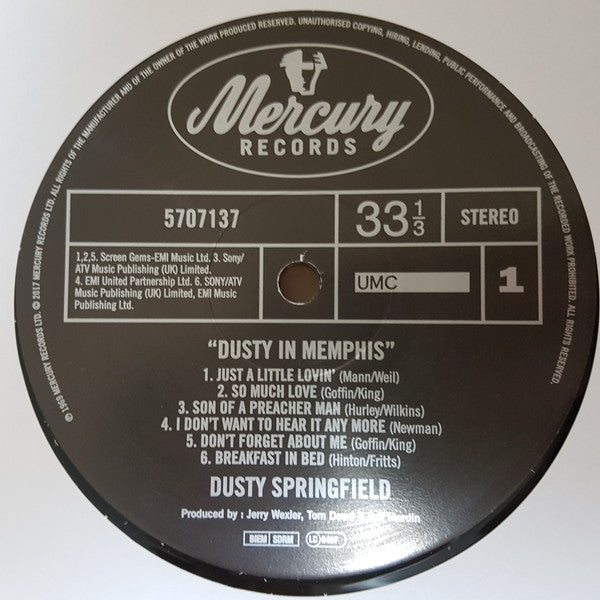 新品】独LP Dusty Springfield Dusty In Memphis (Crystal Clear Vinyl