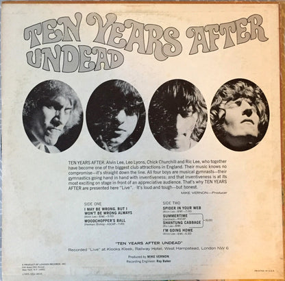 Ten Years After : Undead (LP, Album, M/Print, Ter)