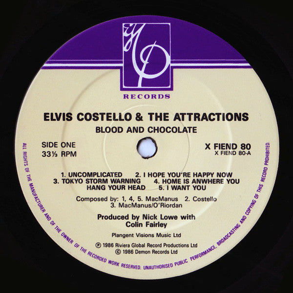 Elvis Costello & The Attractions : Blood & Chocolate (LP, Album, Dam)