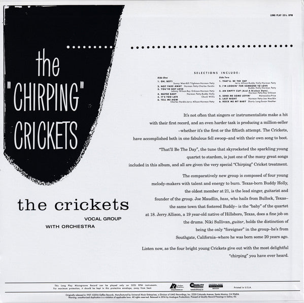 The Crickets (2) : The "Chirping" Crickets (LP, Album, Mono, RE, RM, 200)