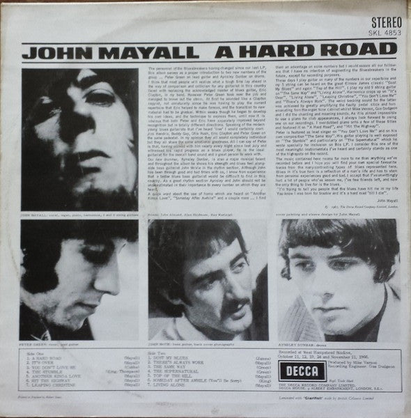 John Mayall And The Bluesbreakers* : A Hard Road (LP, Album)